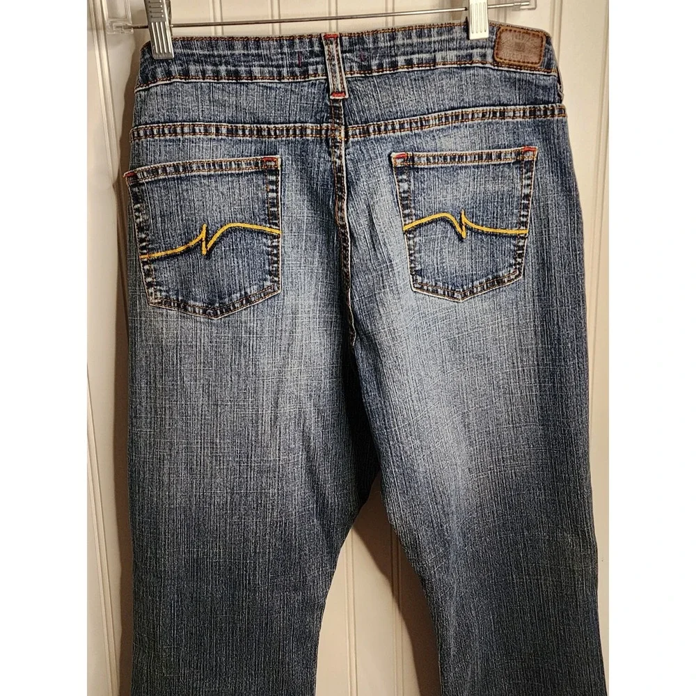 US Polo Assn Womens‎ Jeans Size 15/16  Blue Denim Flare Leg Button Zip Closure